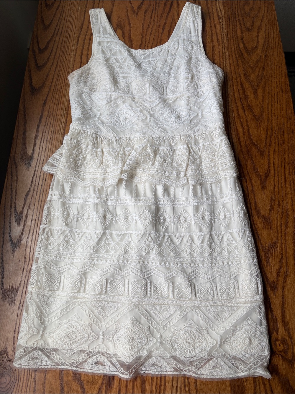 American Eagle Outfitters White Lace Peplum Mini Dress